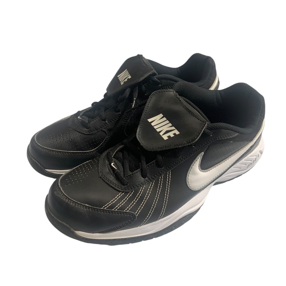 Nike Air Black Leather Lace Up Athletic Shoes Sneakers Men's Size 10.5